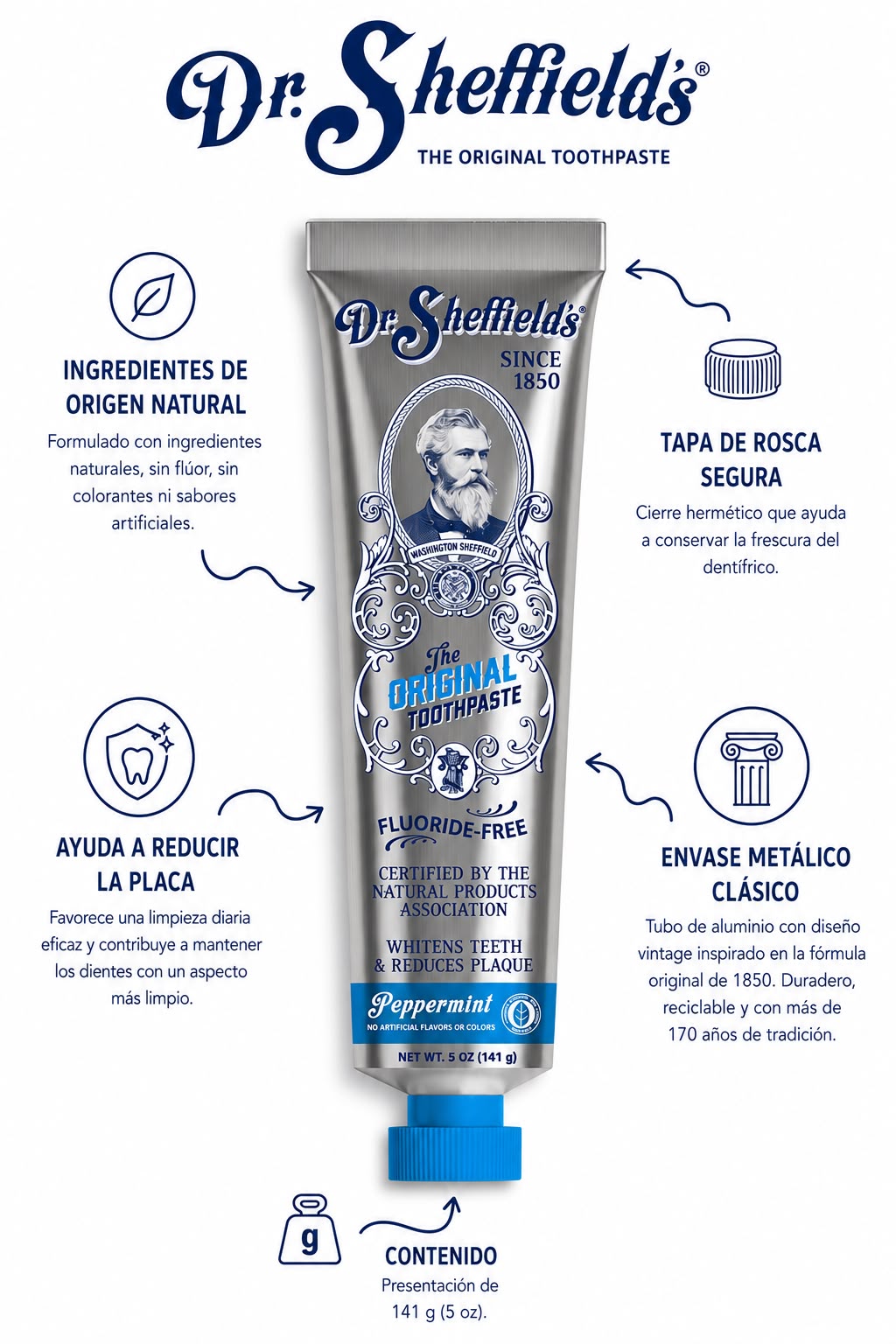 Dr. Sheffield's – Pasta dental sin flúor (exclusiva de farmacia)