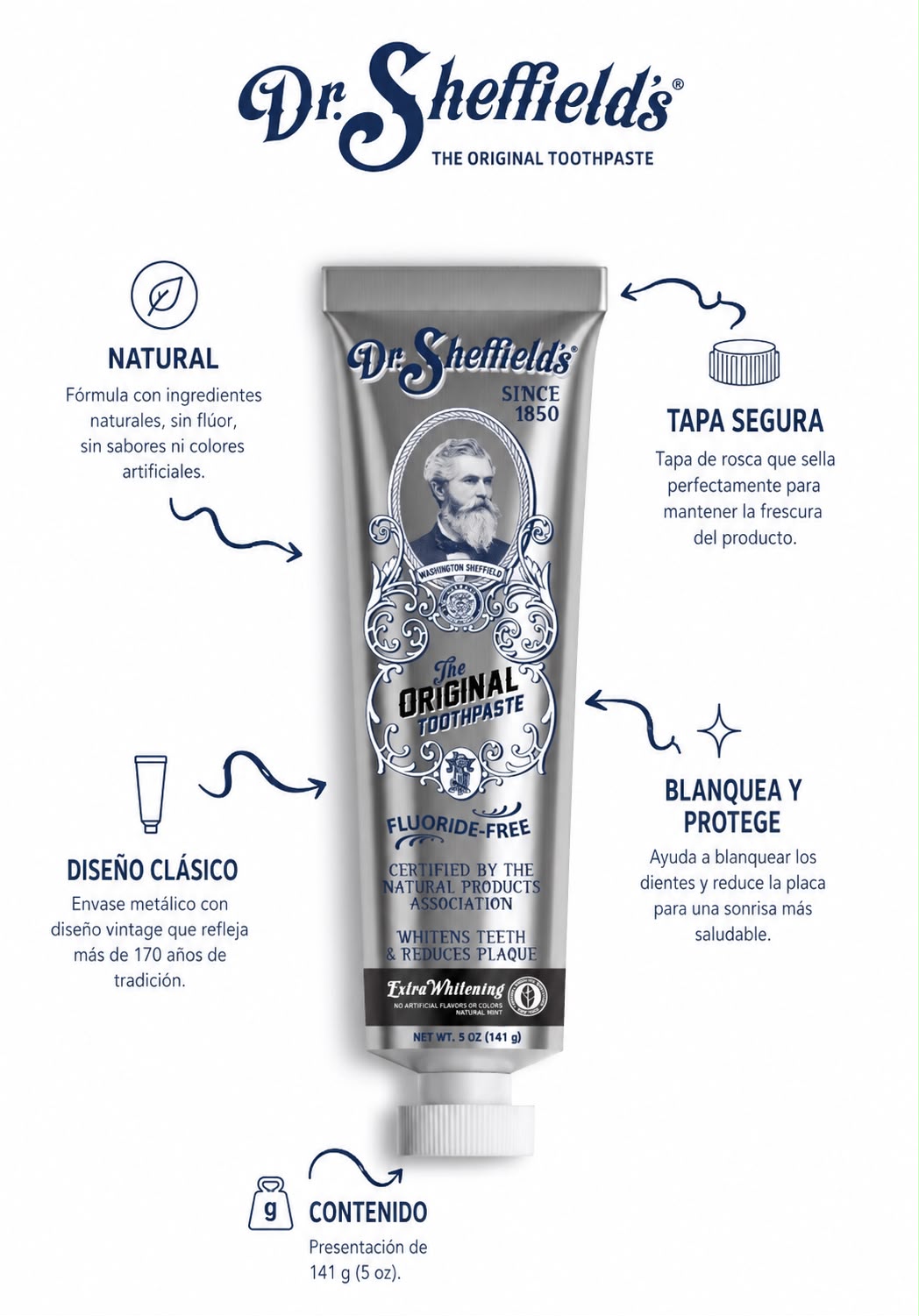 Dr. Sheffield's – Pasta dental blanqueadora sin flúor (exclusiva de farmacia)