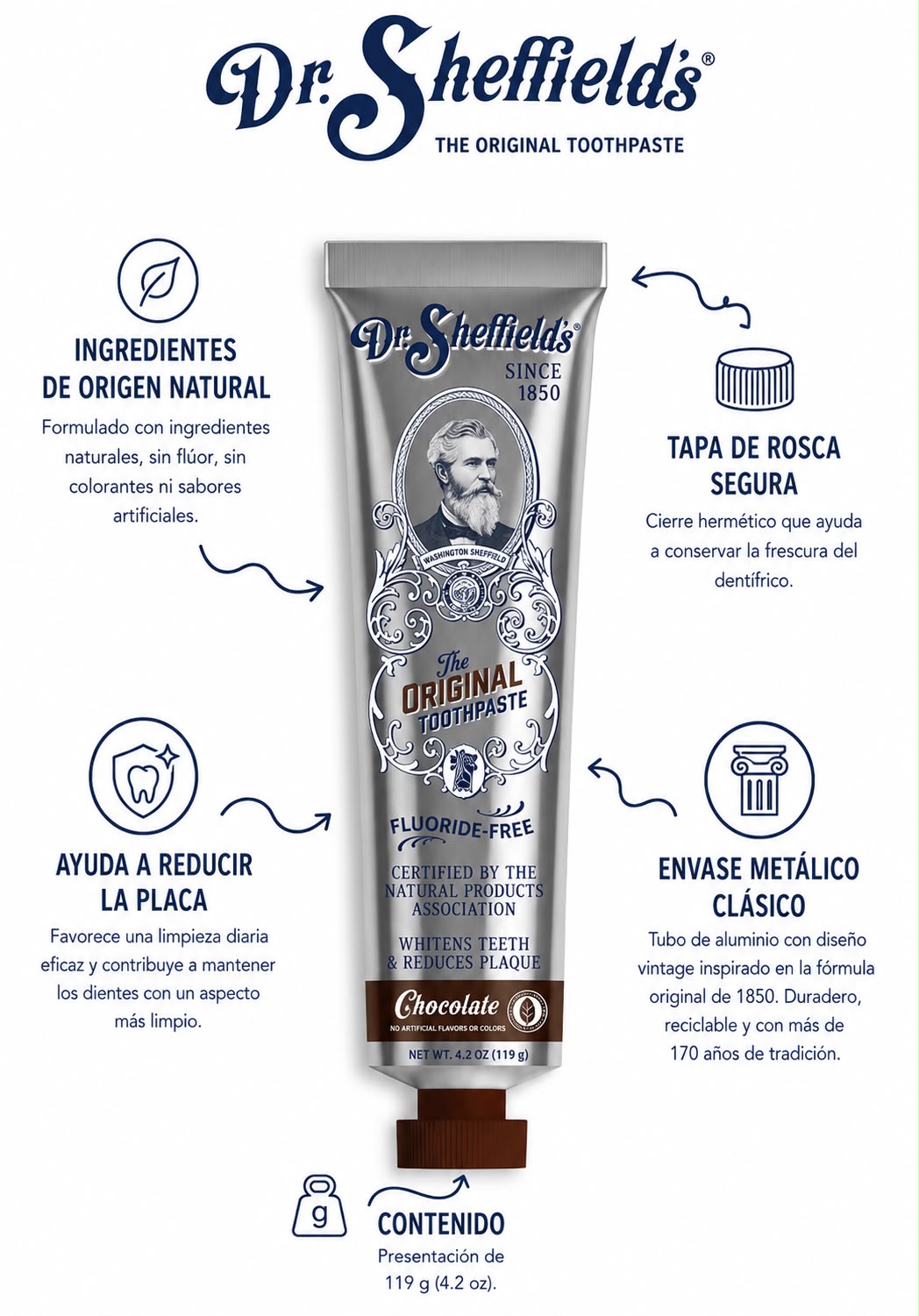 Dr. Sheffield's – Pasta dental sin flúor (exclusiva de farmacia)